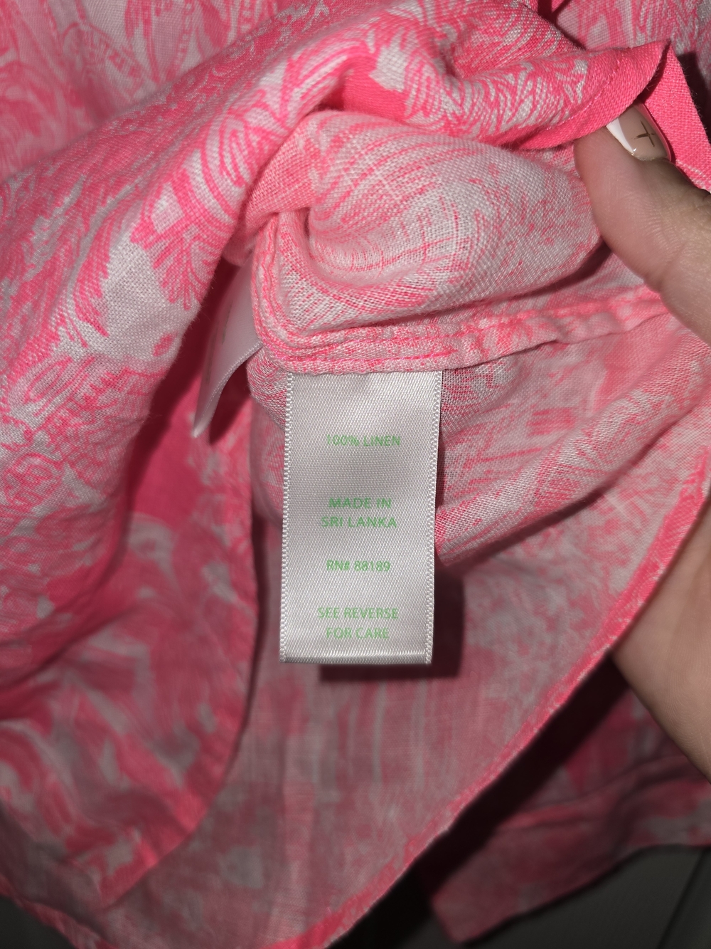 Lilly Pulitzer Destination Palm Beach 100% Linen Hot Pink Button Down Shirt M - Picture 7 of 9